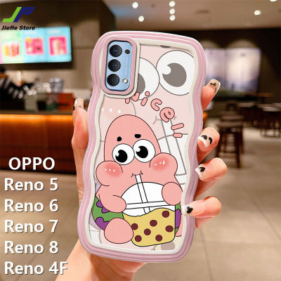 เคสโทรศัพท์ขอบคลื่นน่ารักสำหรับ OPPO Reno 5 / Reno 6 / Reno 7 / Reno 8 / Reno 4F การ์ตูนปลาดาวแพททริก SpongeBob