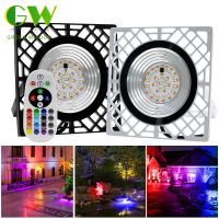 โคมไฟฟลัดไลท์ไฟส่องน้ำท่วม RGB LED ไฟสปอตไลท์นอกอาคาร220V พร้อมรีโมทควบคุม RGB การจัดไฟเพิ่มภูมิทัศน์สวนโคมไฟไฟส่องสว่างแบบสะท้อน