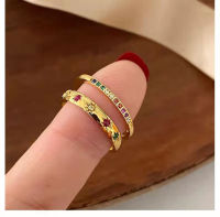 INS Rings Womens Rings Jewelry Gift Cubic Zircon Stone Rings Rainbow Color Rings Stainless Steel Rings