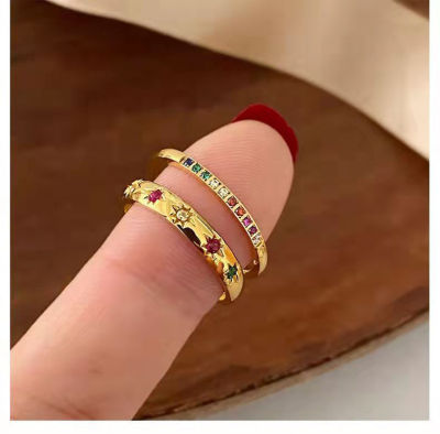เครื่องประดับของขวัญแหวนผู้หญิงเพชรสังเคราะห์ CZ แหวนซ้อนแหวนแหวนนิ้วแหวนสแตนเลสสำหรับผู้หญิง