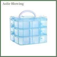 Aolie 18กริดพลาสติกปรับกล่องเก็บของกล่อง3ชั้นลูกปัดเครื่องประดับภาชนะ