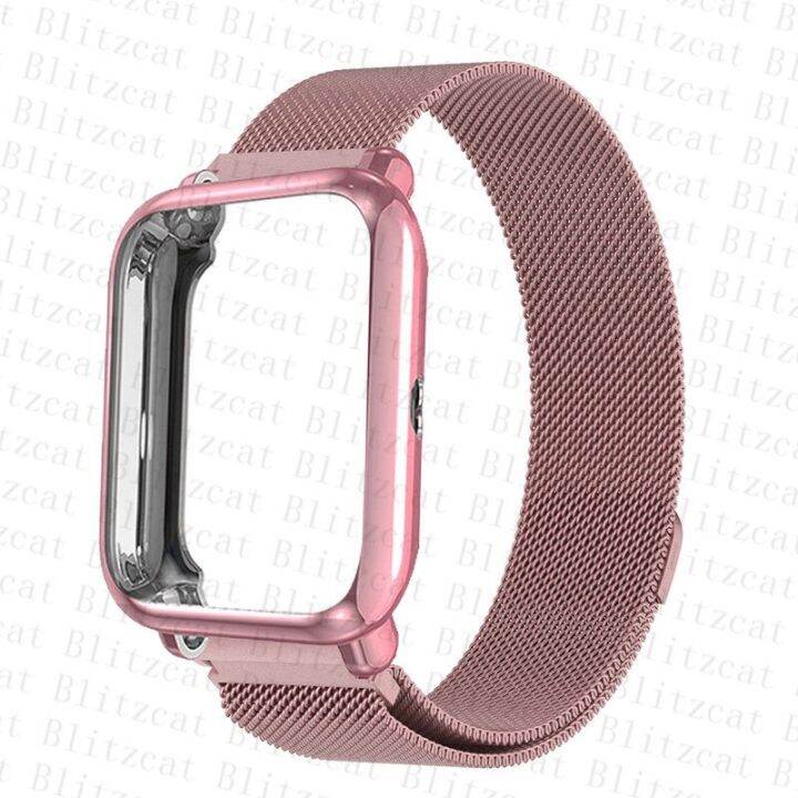 สายนาฬิกาโลหะเคสสำหรับ-xiaomi-amazfit-gts-2สร้อยข้อมือเล็กๆ-gts-3-bip-s-lite-bip-u-pro-gts2-mini-ลูปแม่เหล็กสายนาฬิกาข้อมือฟิล์ม-carterfa