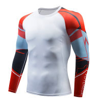 ผู้ชายแขนยาว Rash Guard UPF 50 UV Sun Protection การบีบอัดเสื้อว่ายน้ำ Quick Dry Surfing ชุดว่ายน้ำดำน้ำ Beachwear