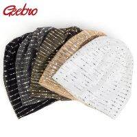 【YD】 Geebro Fashion Womens Slouchy Metallic Sequin Skullies Ladies Female Caps Hats DQ914