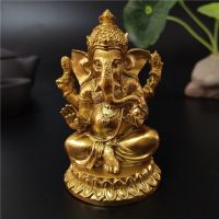 Gold Lord Ganesha Statue Buddha Elephant hindu God Sculpture Figurines Resin Home Garden Decoration Buddha Statues For House