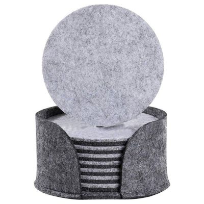 10PCS Felt Drink Cup Coaster With Holder Round Soft Absorbent Cup Mats Scratch Preventing Reusable For Home Bar Dropship
