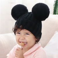 Pompom Baby Hats Winter Autumn Kids Girl Boy Beanie Cap Solid Color Knitted Thick Warm Crochet Children Hats Bonnet