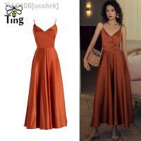 ✁ ocehrk Tingfly vestido boho sem mangas com alça verão sexy costas abertas laço midi longo elegante festa de cetim vestidos praia