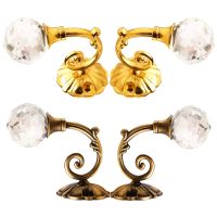 【LZ】 1Pair Crystal Ball Curtain Tie Back Hooks Sliver/Gold Metal Curtain Hanger Wall Mounted European Curtain Buckle Decor Accessorie