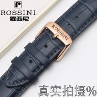 สายนาฬิกาหนัง Rossini เหมาะสำหรับของแท้ 6713 6462 5726 หัวเข็มขัดหมุดสำหรับผู้ชายและผู้หญิงนาฬิกาหนังสีน้ำเงินเข้ม