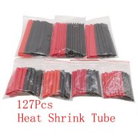 127Pcs/Set Red Black Heat Shrink Tube Kit Shrinking Sleeving Assorted Polyolefin Insulation Heat Shrinkable Tubing Cable Wrap Electrical Circuitry Par