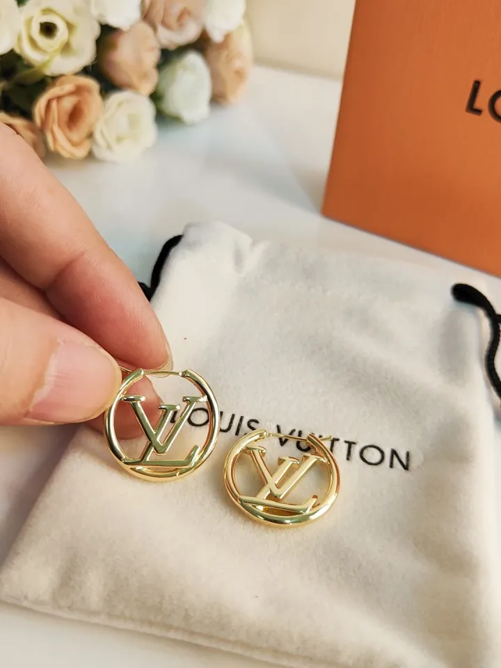 Gift Box Packaging] 100% Authentic L.V Letter Stud Earrings