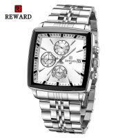 ZZOOI 2023 New REWARD Stainless Steel Quartz Watch for Men Fashion Wristwatch Waterproof Luminous Chronograph Date Sport Timepiece