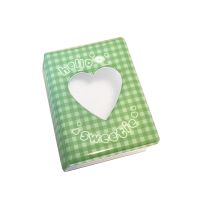 Korean Artistic Girl Green Checker Photo Album Hollow Love Heart Card Holder Kpop Binder Idol Star Photographs Collect Book