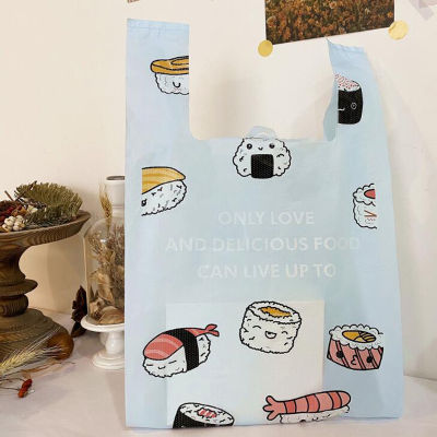 50pcs Plastic Sushi Bag Cute Blue Rice Ball Cake Cookies Food Takeaway Packaging Handbags Vest Bags