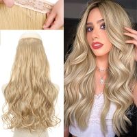 Synthetic No Clip Invisible Wire Hair Extensions Long Straight Natural Black Brown Blonde One Piece Hairpiece Hairstyle Wig  Hair Extensions  Pads