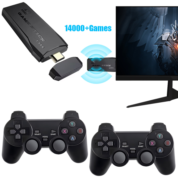 M8 video game console 2.4G double wireless controller 64G 4K game stick ...