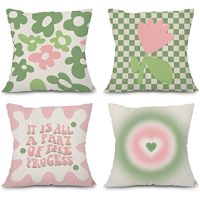 【hot】☊❀☃ Danish Pillowcase Pink Throw Covers for Room Bedroom 4pcs