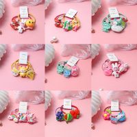 ▨ 3Pcs Girls Elastic Hair bands Fruit Animal Rubber Band Small Hair ring Hair Accessories Headband Kids Ponytail fixed Headwear