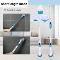 ♞ Electric Cleaning Brush 3 Heads Adjustable Cordless Spin Scrubber Waterproof Cleaner Bathroom Kitchen Cleaning Tools Turbo Scrub