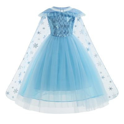 Princess Dress Girls Party Cosplay Elsa Sequin Costume Frozen Snow Queen Birthday Carnival Gown Kids Bag Clothing Girl Dress