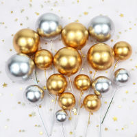 20pcs โลหะเค้ก Toppers วันเกิด Cupcake Topper Silver Golden Ball เค้กตกแต่งคริสต์มาส Baby Shower อุปกรณ์-zakua