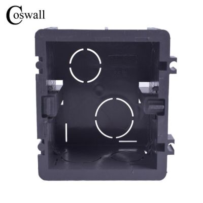 Coswall กล่องติดตั้งที่มีความแข็งแรงสูงเทปคาสเซ็ทภายใน82มม. * 76มม. * 50มม. สำหรับสวิตช์ประเภท86และซ็อกเก็ตสายไฟสีดำกล่องด้านหลัง