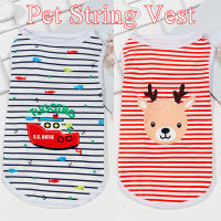 Summer Cartoon Vest Clothing Dog Clothes For Small Dogs Cute Striped Printed Cat Dog Soft Thin Breathable T-Shirt Clothes