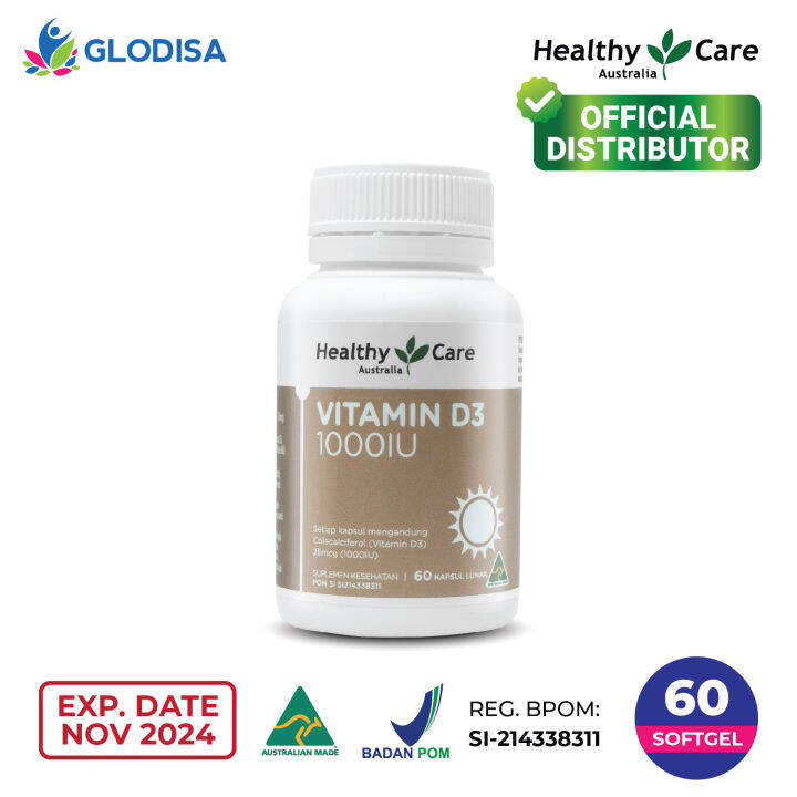 Healthy Care Vitamin D3 1000 IU ISI 60 Kapsul Lunak BPOM Lazada
