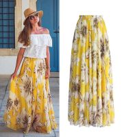 【CW】 2021 New Fashion BOHO Womens Floral Jersey Gypsy Print Skirt Beach юбка летняя женская