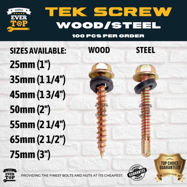 TEK SCREW FOR WOOD AND STEEL 100PCS Text Screws Tex Screw Tekscrew tek-screw-for-wood-and-steel-100pcs-text-screws-tex-screw-tekscrew