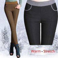 【hot sale】❆ D19 [Ready Stock]Large/Plus Size Winter Pants Women Warm Pencil Pants High Waist Thick Velvet Elastic Leggings S-6XL