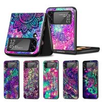 Cell Phone Case for Samsung Galaxy Z Flip3 5G Flip4 Black Coque Z Flip 3 4 Hard PC Luxury Cover Zflip3 Funda Mandala Sunflower