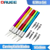 【CW】 6/9Pcs Metal Carving Blades Set Non-Slip Engraving Scalpel Repair Tools Knives PCB Hand