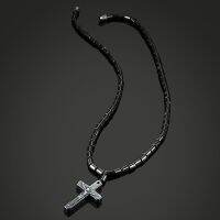 Vintage Cross Terahertz Magnetic Necklace Pendant Magnetic Fat Burning Anti-Fatigue Antioxidant Health Necklace