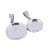 【CW】 10pcs stainless steel round cabochon base settings 12mm 16mm bezel charm pendant trays diy necklace blanks for making