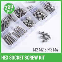 M2 M2.5 M3 M4 105-280 Pcs 304 Stainless Steel Hex Button Socket Head Cap Allen Screw Kit Hexagon Machine Nut Bolt Assortment Set Nails Screws Fastener