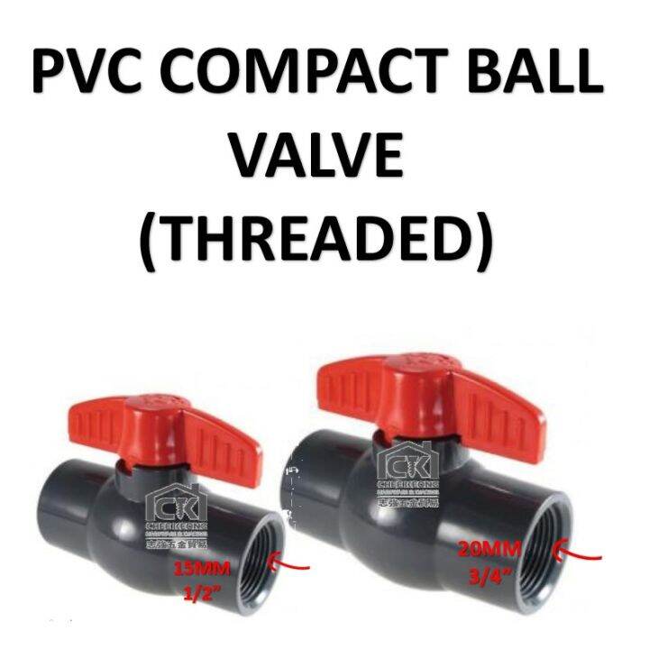 RED HANDLE BALL VALVE/ RED HANDLE STOPCOCK / PVC THREADED COMPACT BALL