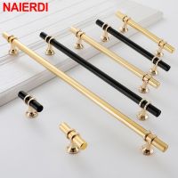 NAIERDI Zinc Alloy Black Gold Door Handles Pulls Furniture Handle Fashion Aluminum Kitchen Cabinet Handles Solid Drawer Knobs Door Hardware Locks