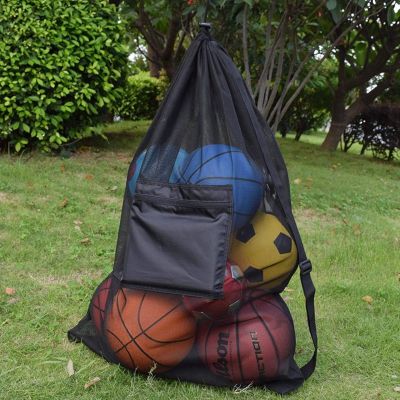 Heavy Duty Mesh Ball Bag Adjustable Sliding Drawstring Drawstring Sport Equipment Storage Bag for Basketball Soccer Sports Beach and Swimming Gears