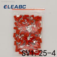 ❒ SV1.25 4 Red Furcate Fork Spade 22 16AWG Wire Crimp pressed terminals Cable Wire Connector 100PCS/Pack SV1 4 SV