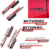 Biturbo AMG Decals 1คู่ชุดเครื่องแต่งกายรูปพิซซ่า Biturbo AMG Badge Fender Supercharge โลโก้รถที่มีสไตล์คู่ Turbo สติกเกอร์สำหรับ Mercedes Benz AMG ซ้ายและขวา