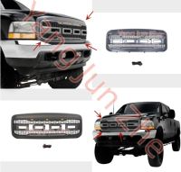 ตะแกรงตาข่ายสำหรับรถแข่งด้านหน้าพร้อมไฟ LED สำหรับ Ford F250 1999 2000 2001 2002 2003 2004อุปกรณ์ตกแต่งกระจังหน้า