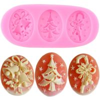 Christmas Tree Cane Bell Bows Silicone Molds Candy Chocolate Mould Christmas Cake Decorating Tools Cupcake Topper Fondant Moulds Bread Cake  Cookie Ac