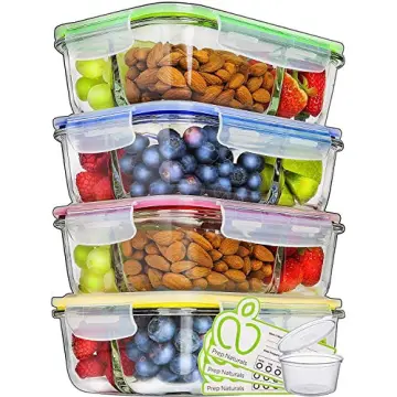 5-Pack 36 Oz, Glass Meal Prep Containers 3 Compartment with Lids, Airtight  Glass Lunch Containers Bento Box for Microwave, Oven, Freezer