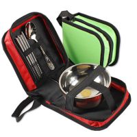 Portable Travel Folding Picnic Bags Tableware Set Storage Bag Stainless Steel Bowl Chopsticks Spoon outdoor camping equipment