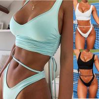 Cikini y Bikini Fashion Solid Low Waist Two Piece Push Up Womens Swimsuit Swimming Summer Beach zil