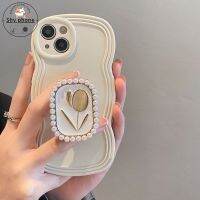 iPhone 15 Case ใหม่เด็กผู้หญิงมุกดอกไม้ยืนสำหรับ iPhone 15promax Apple 13 Case 15/14 Soft Case All Inclusive