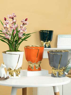 New ceramic flower pot Nordic light luxuryinsStyle Creative personalized potted green radish phalaenopsis special basin large