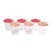 BEABA Set of 6 Clip Portions - 2nd age/200ml (assorted colors PINK/ROSE)